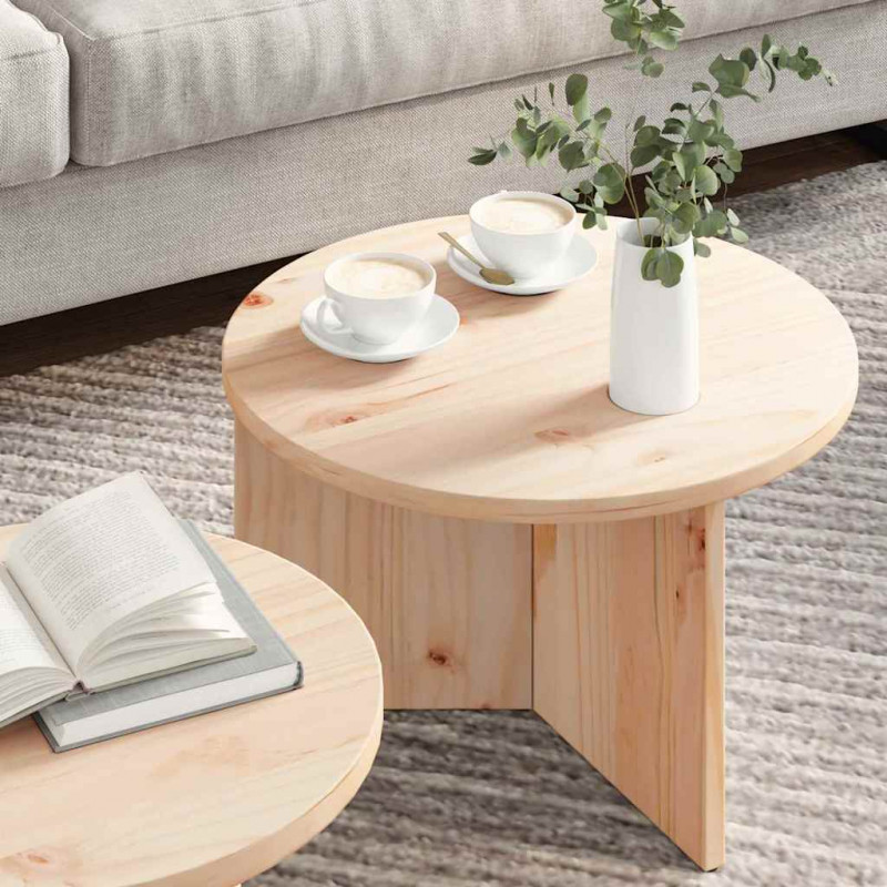 Stolik kawowy 2 pcs Naturalny Lite drewno sosnowe