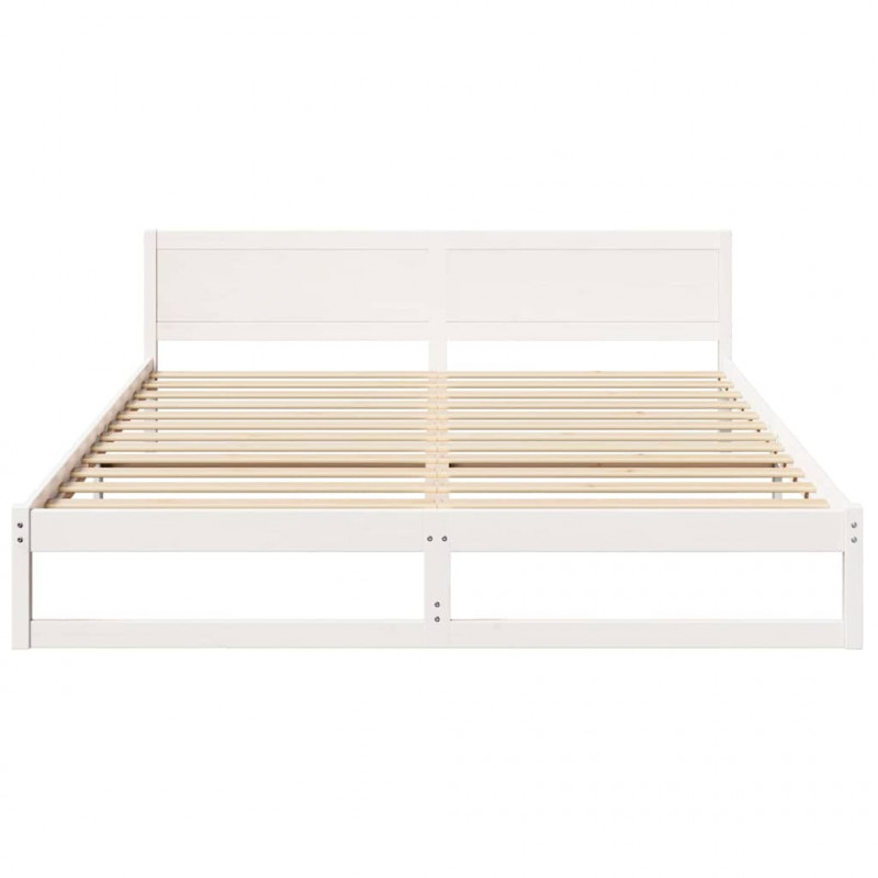 Ramka łóżka Z zagłówkiem Biały 180 x 200 cm Lite drewno sosnowe