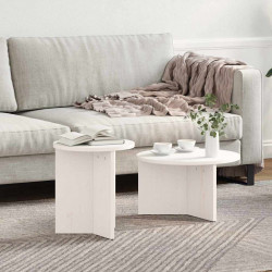 Stolik kawowy 2 pcs Biały Lite drewno sosnowe