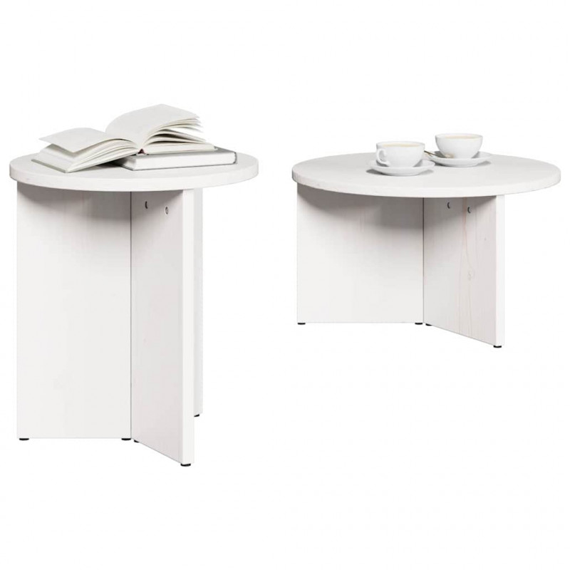 Stolik kawowy 2 pcs Biały Lite drewno sosnowe