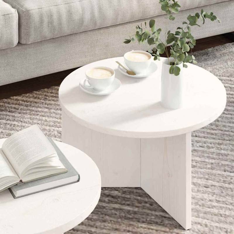 Stolik kawowy 2 pcs Biały Lite drewno sosnowe