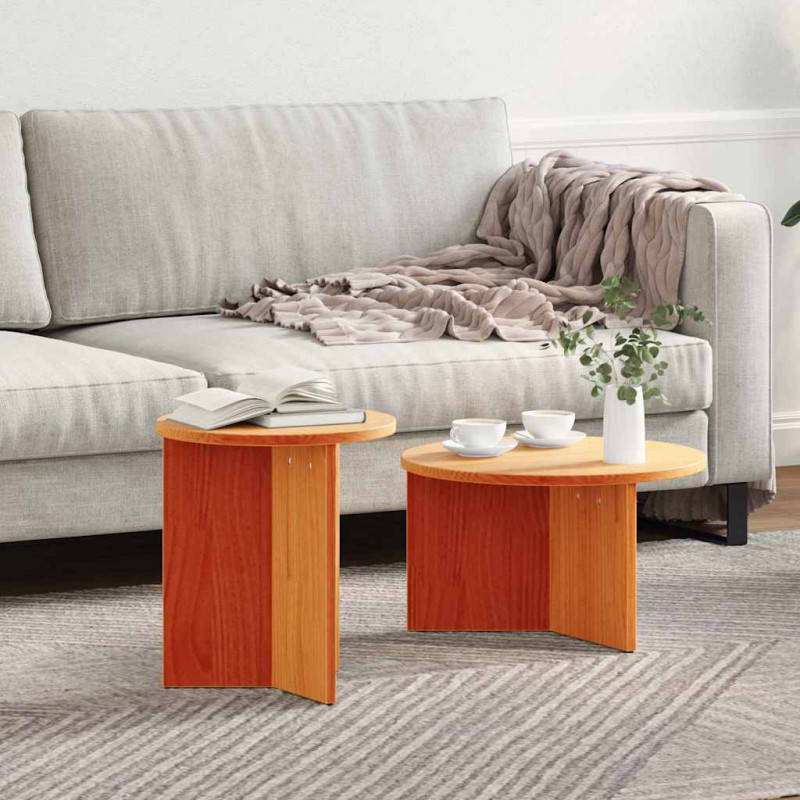 Stolik kawowy 2 pcs Woskowy Brąz Lite drewno sosnowe