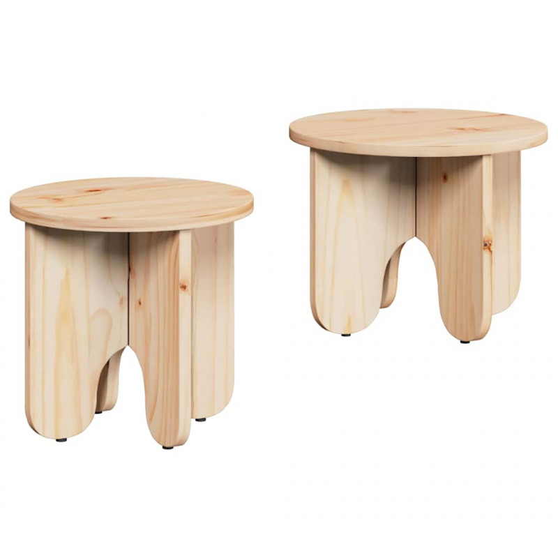 Stolik kawowy 2 pcs Naturalny Lite drewno sosnowe