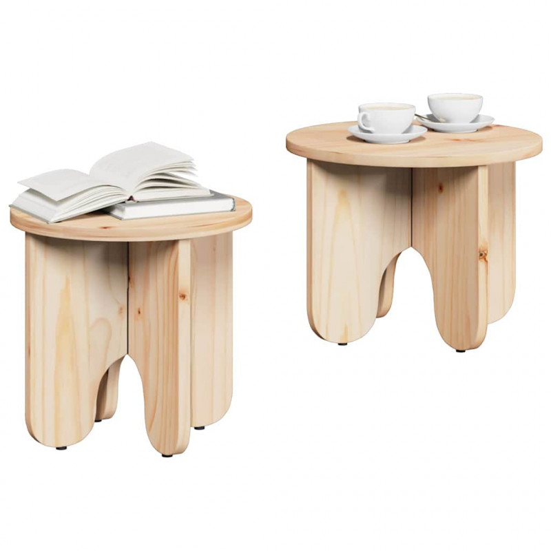 Stolik kawowy 2 pcs Naturalny Lite drewno sosnowe