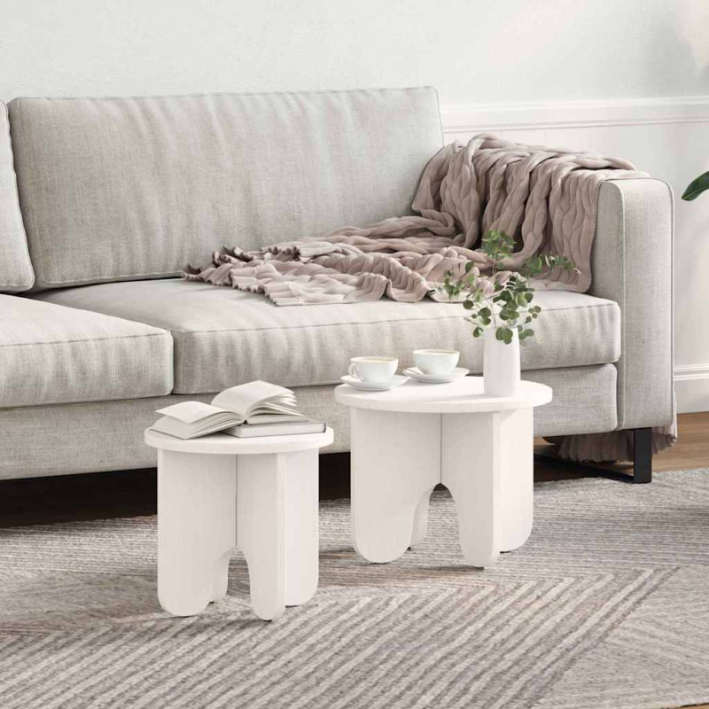 Stolik kawowy 2 pcs Biały Lite drewno sosnowe