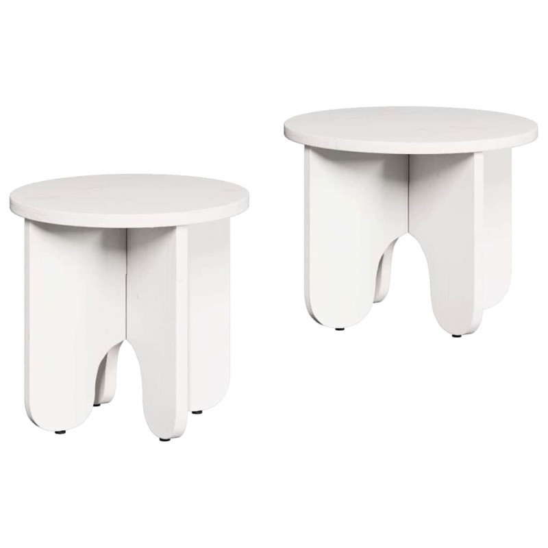 Stolik kawowy 2 pcs Biały Lite drewno sosnowe