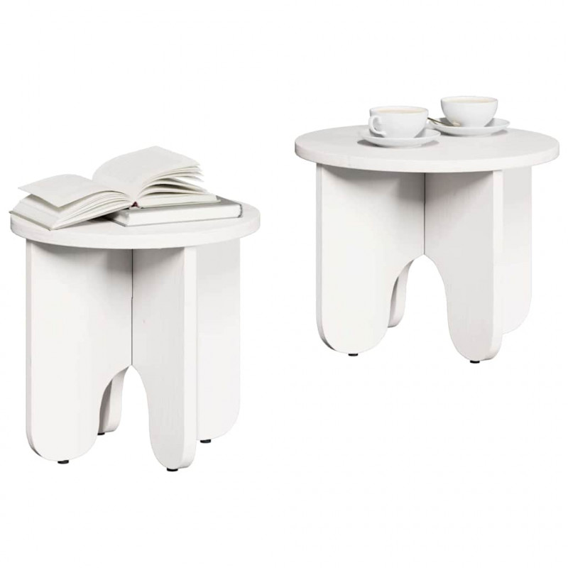 Stolik kawowy 2 pcs Biały Lite drewno sosnowe