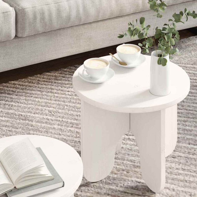 Stolik kawowy 2 pcs Biały Lite drewno sosnowe