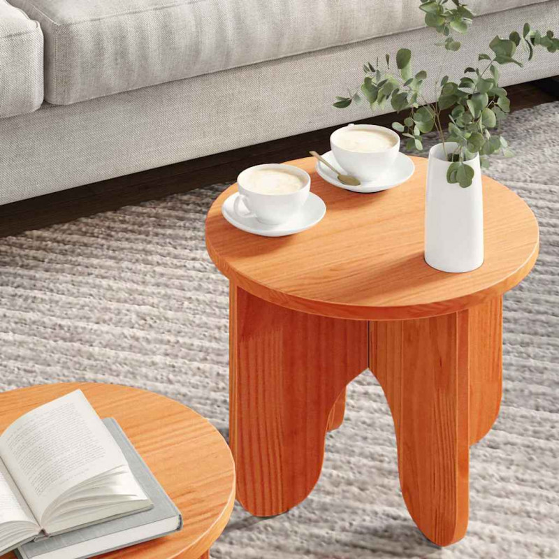Stolik kawowy 2 pcs Woskowy Brąz Lite drewno sosnowe