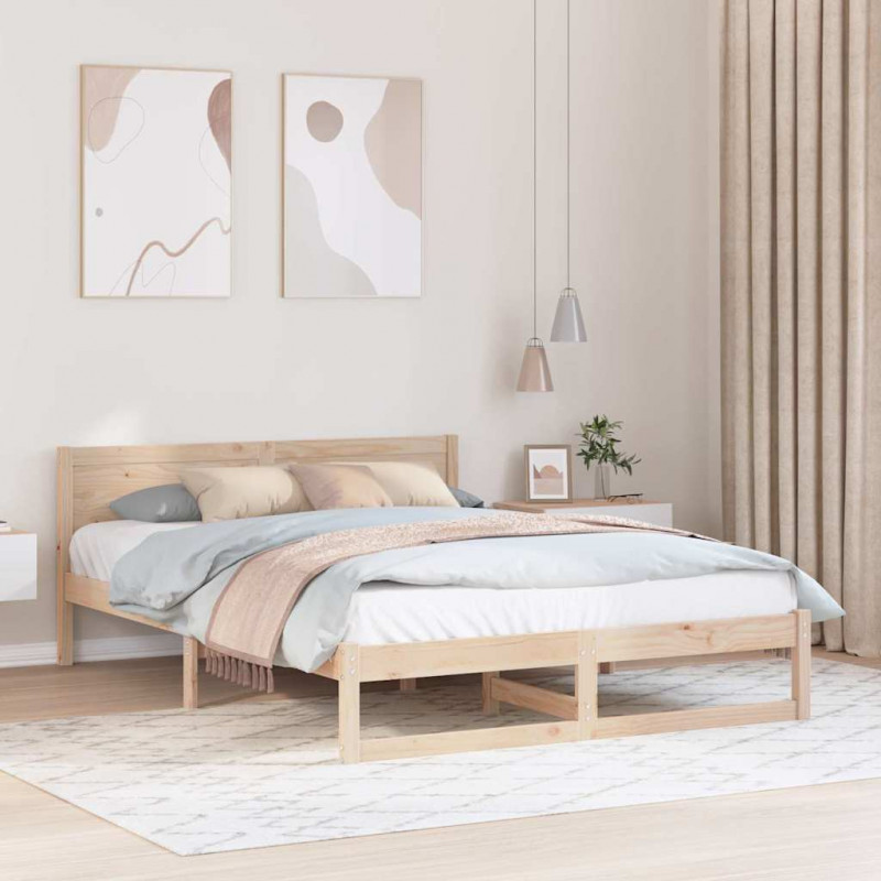 Ramka łóżka Naturalny 150 x 200 cm Lite drewno sosnowe