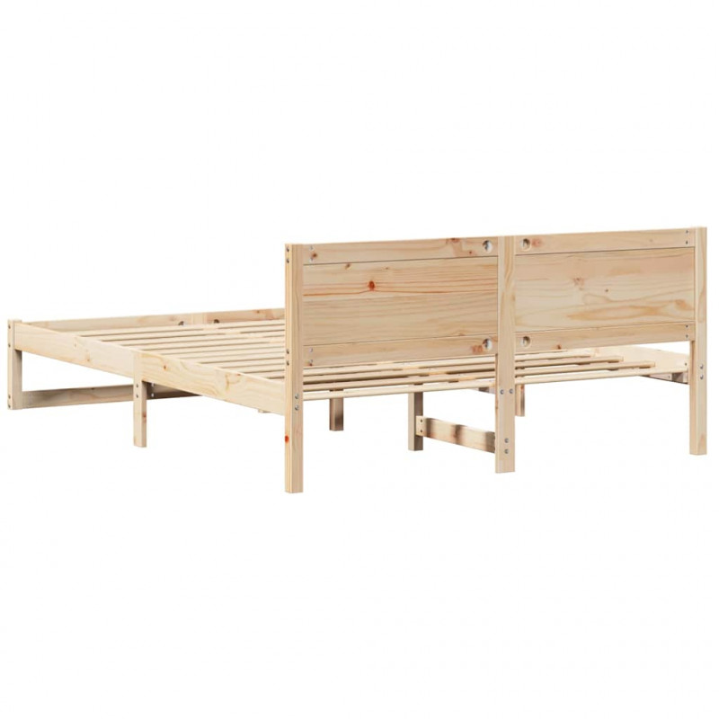 Ramka łóżka Naturalny 150 x 200 cm Lite drewno sosnowe