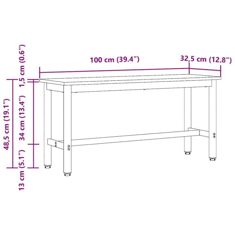 Ławka jadalniana 2 pcs Dąb wędzony 100 x 32,5 x 48,5 cm