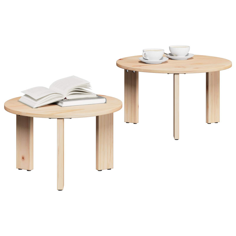 Stolik kawowy 2 pcs Naturalny Lite drewno sosnowe