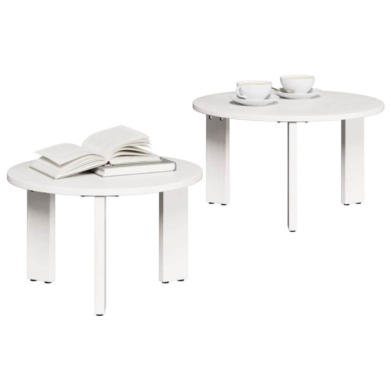 Stolik kawowy 2 pcs Biały Lite drewno sosnowe