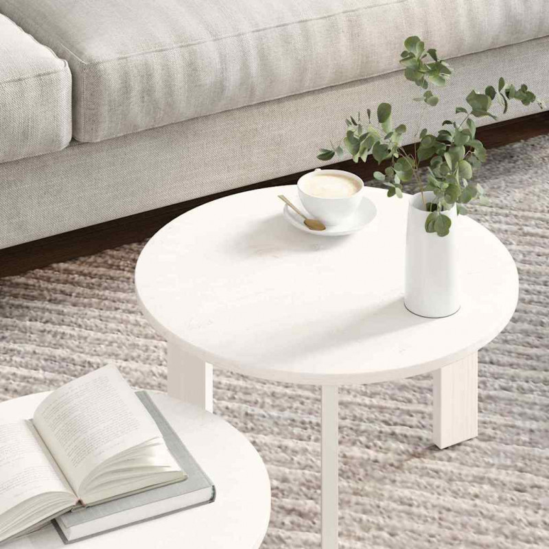 Stolik kawowy 2 pcs Biały Lite drewno sosnowe