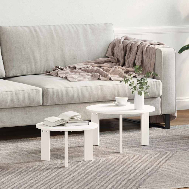 Stolik kawowy 2 pcs Biały Lite drewno sosnowe