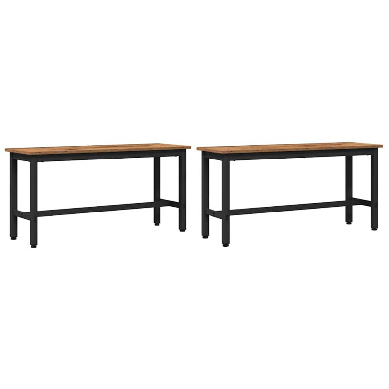 Ławka jadalniana 2 pcs Stare drewno 100 x 32,5 x 48,5 cm