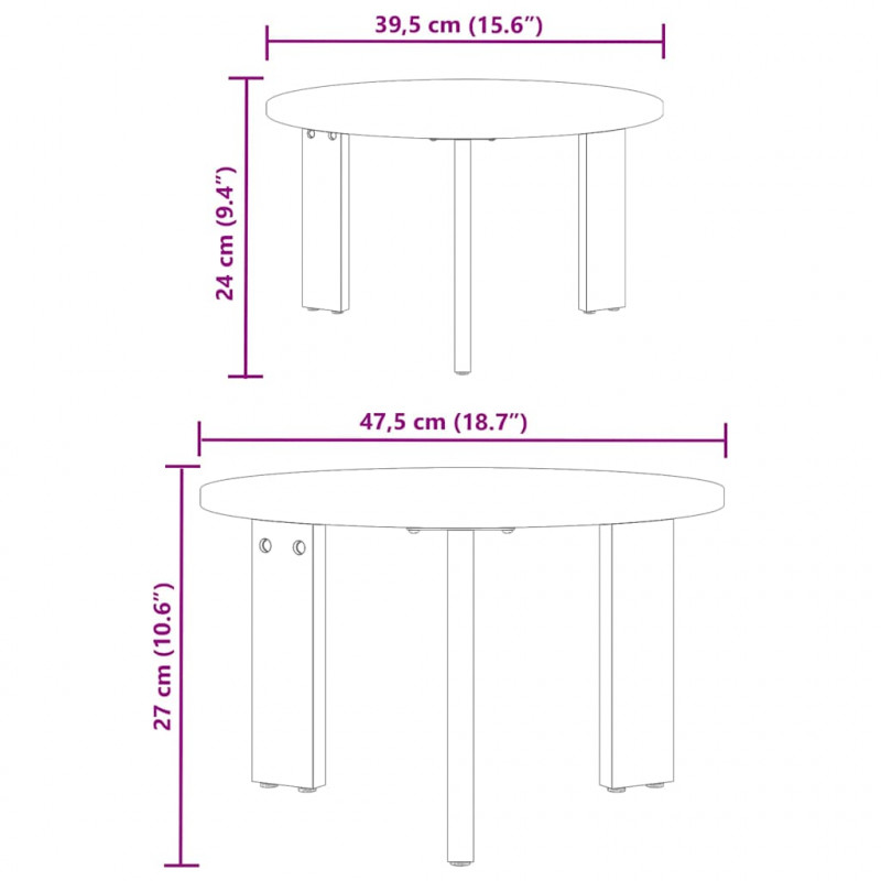 Stolik kawowy 2 pcs Biały Lite drewno sosnowe