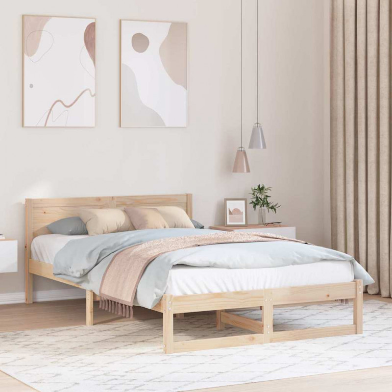 Ramka łóżka Naturalny 120 x 200 cm Lite drewno sosnowe