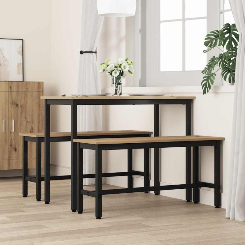 Ławka jadalniana 2 pcs Dąb rzemieślniczy 100 x 32,5 x 48,5 cm
