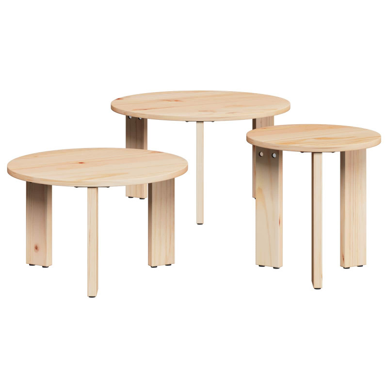 Stolik kawowy 3 pcs Naturalny Lite drewno sosnowe