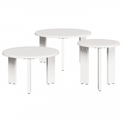Stolik kawowy 3 pcs Biały Lite drewno sosnowe