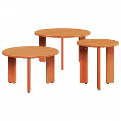 Stolik kawowy 3 pcs Woskowy Brąz Lite drewno sosnowe