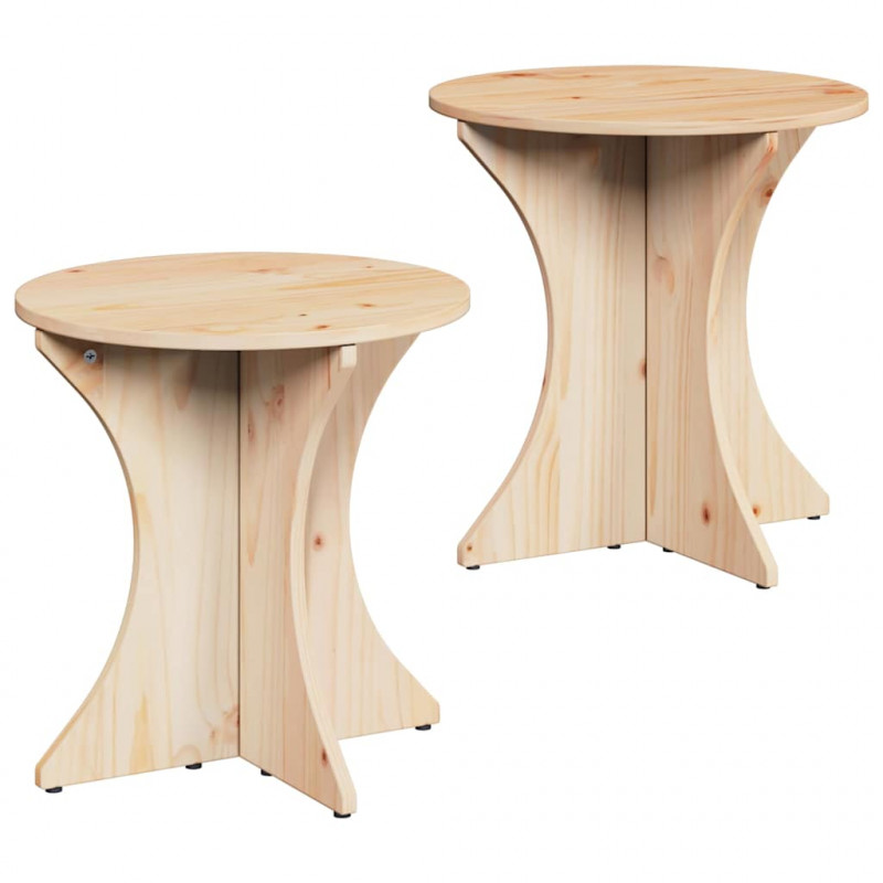 Stolik kawowy 2 pcs Naturalny Lite drewno sosnowe