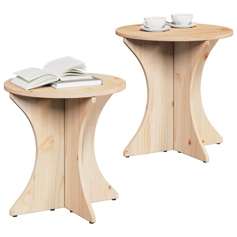 Stolik kawowy 2 pcs Naturalny Lite drewno sosnowe