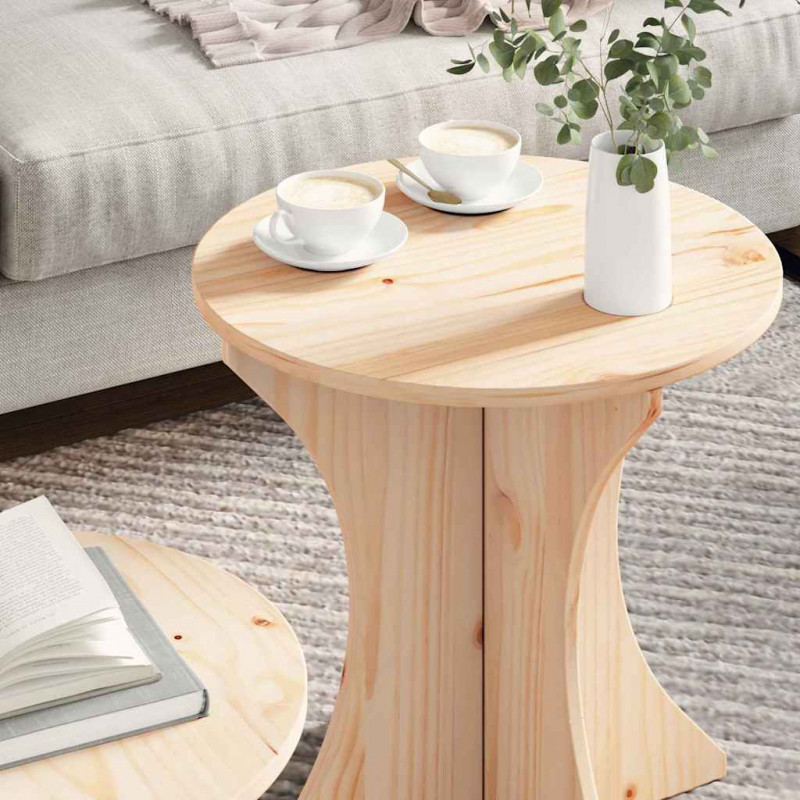 Stolik kawowy 2 pcs Naturalny Lite drewno sosnowe