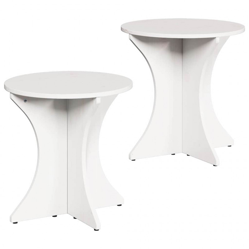 Stolik kawowy 2 pcs Biały Lite drewno sosnowe