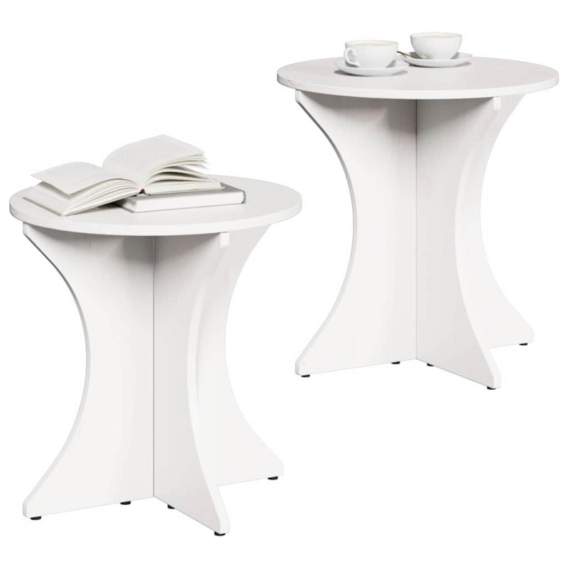 Stolik kawowy 2 pcs Biały Lite drewno sosnowe