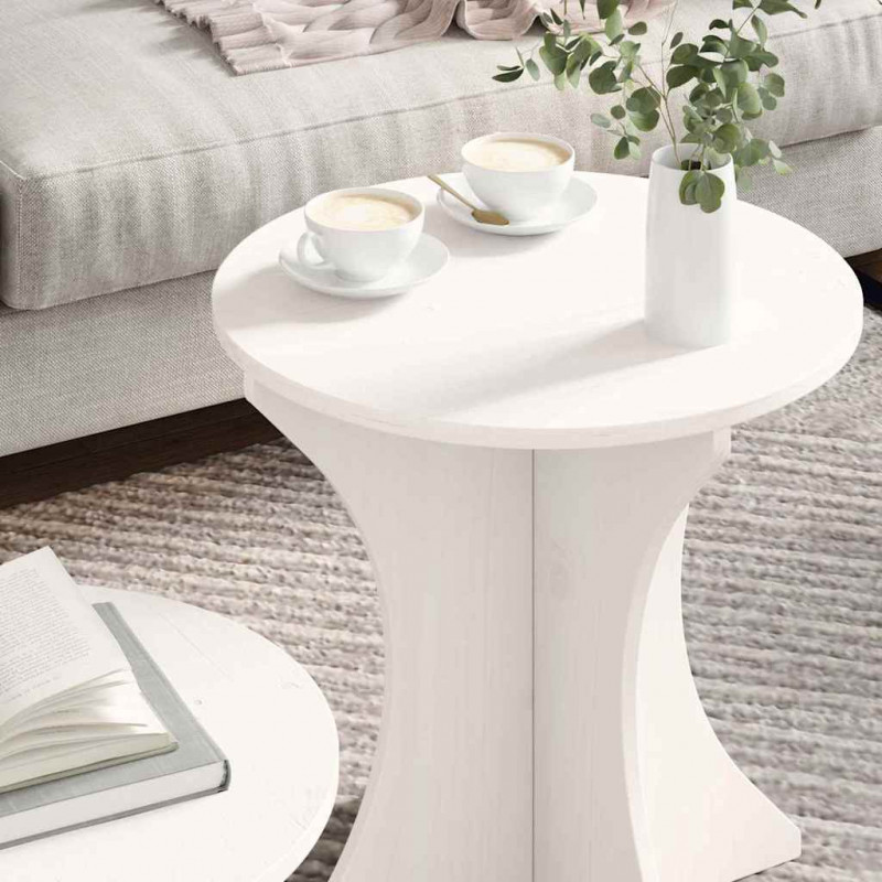 Stolik kawowy 2 pcs Biały Lite drewno sosnowe