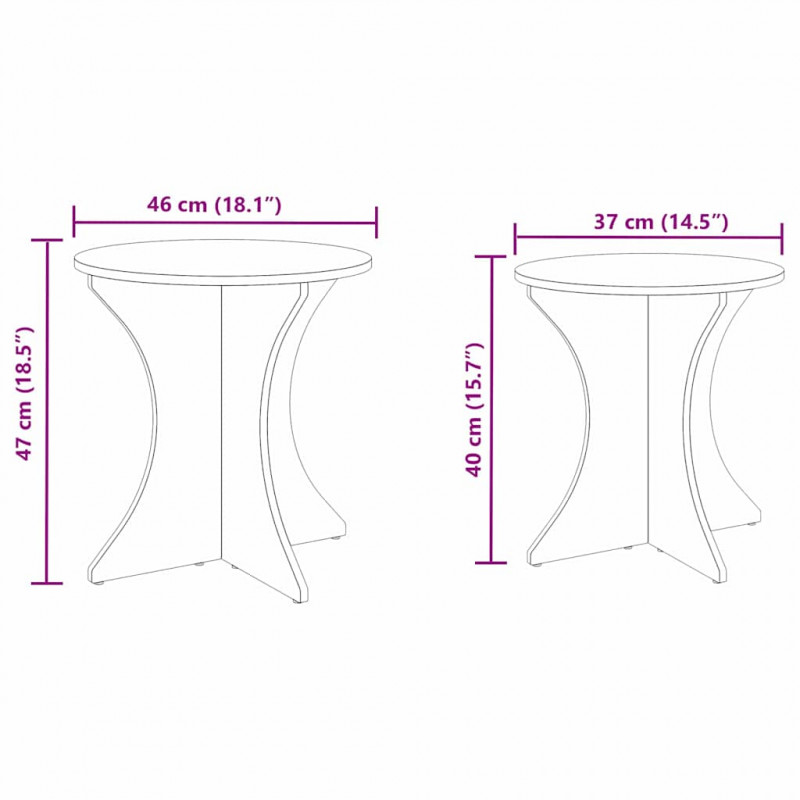 Stolik kawowy 2 pcs Biały Lite drewno sosnowe