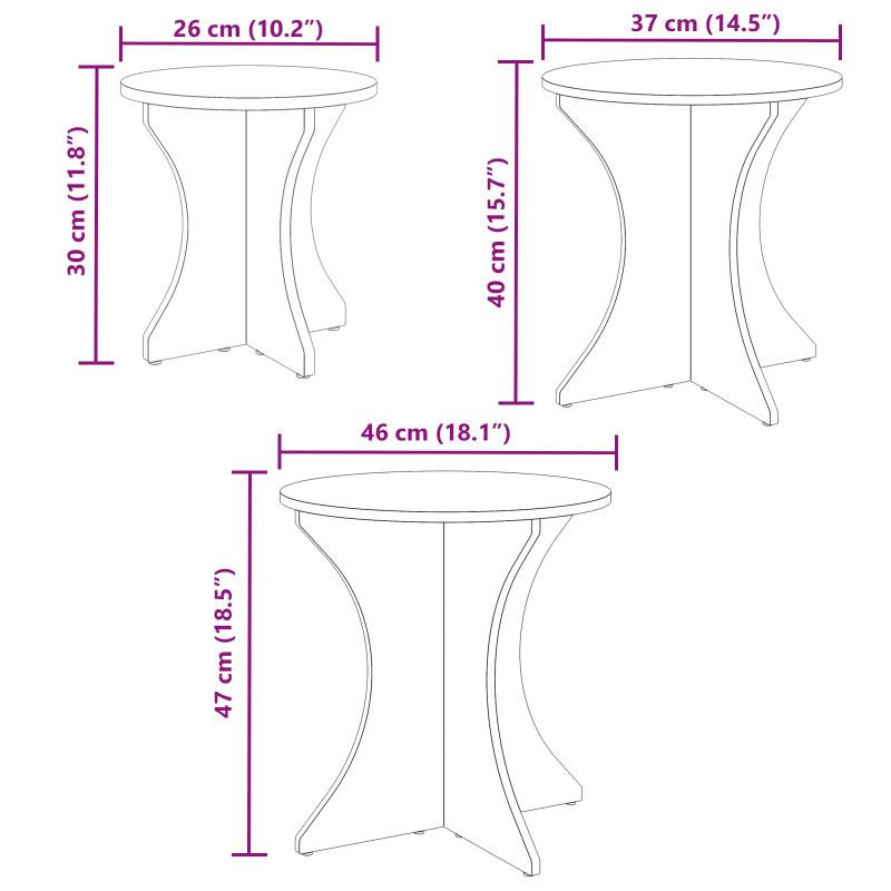 Stolik kawowy 3 pcs Biały