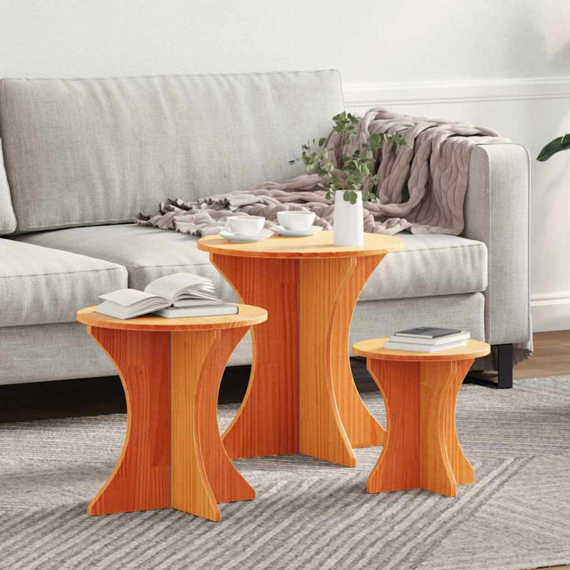 Stolik kawowy 3 pcs Woskowy Brąz