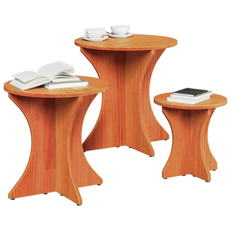 Stolik kawowy 3 pcs Woskowy Brąz
