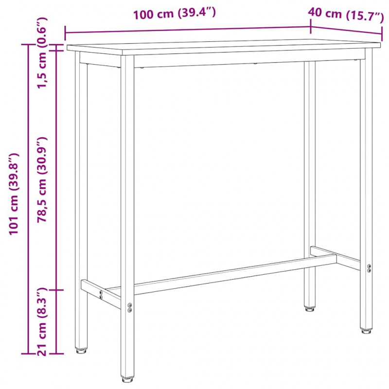 stół Naturalny 100 x 40 x 101 cm Drewno inżynieryjne i stal