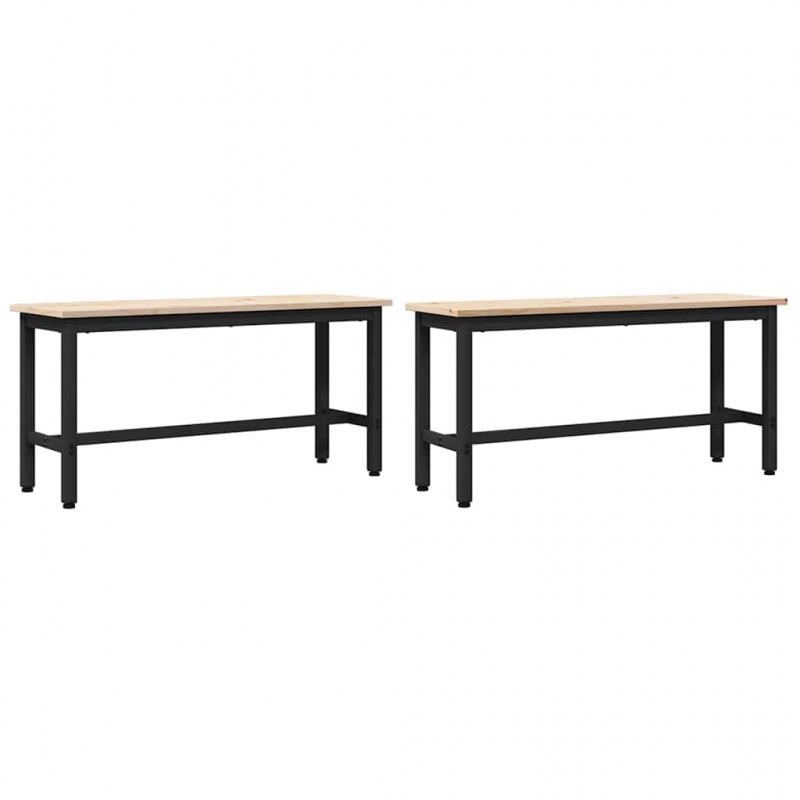 Ławki do jadalni 2 pcs Naturalny 100 x 32,5 x 49 cm