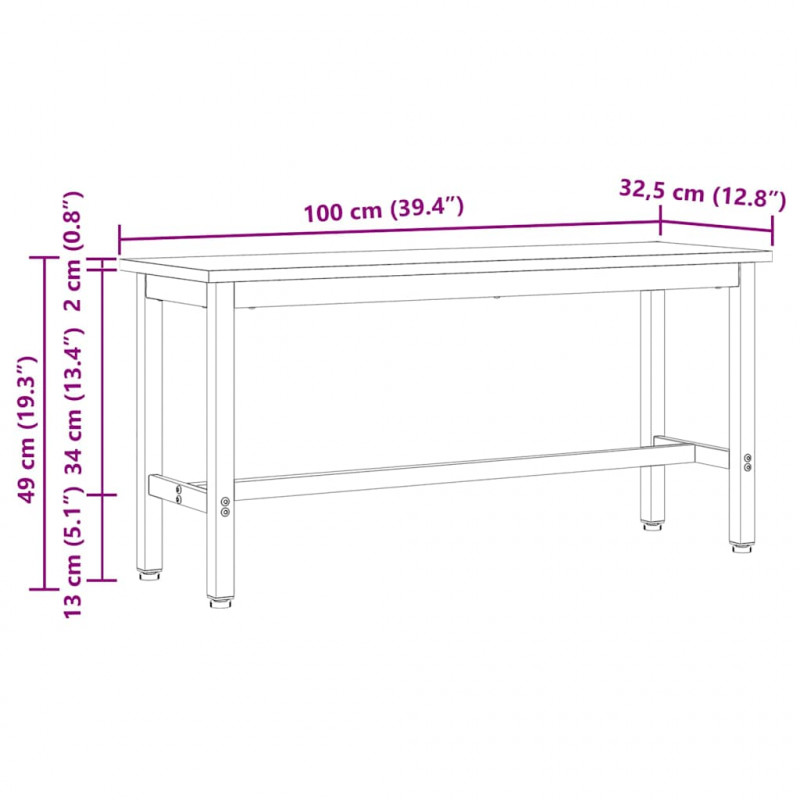 Ławki do jadalni 2 pcs Naturalny 100 x 32,5 x 49 cm