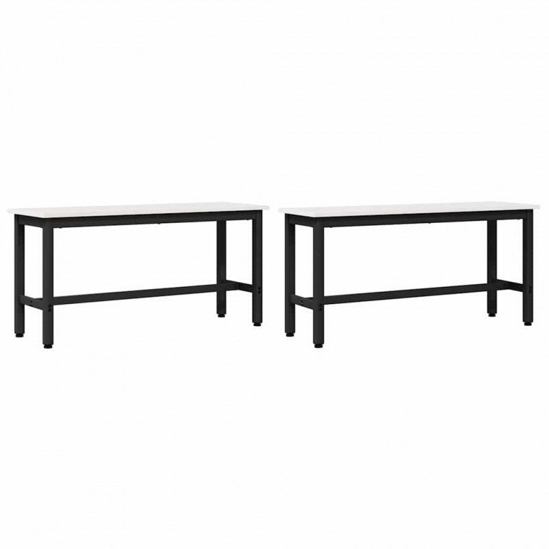Ławka jadalniana 2 pcs Biały 100 x 32,5 x 49 cm