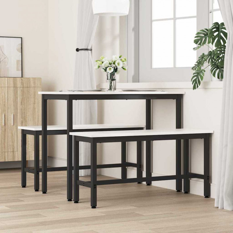 Ławka jadalniana 2 pcs Biały 100 x 32,5 x 49 cm