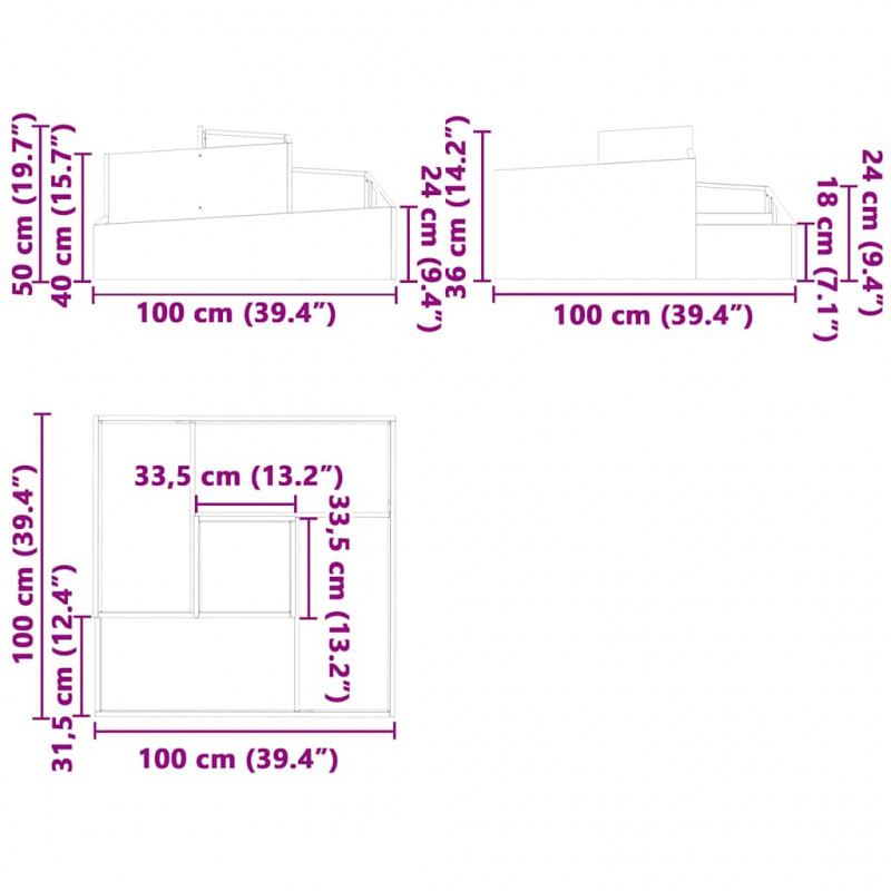 Doniczka ogrodowa Srebrny 100 x 100 x 50 cm Stal nierdzewna