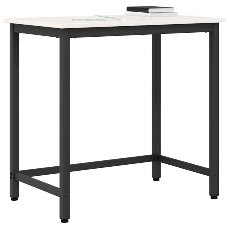 stół Biały 80 x 50 x 77 cm Drewno inżynieryjne i stal