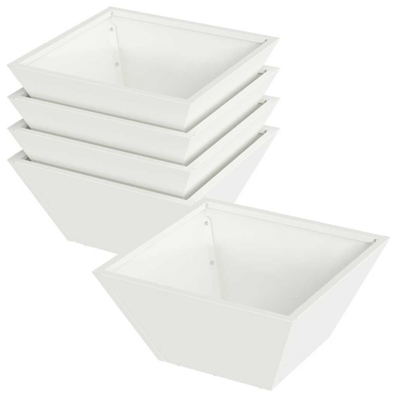 Doniczka ogrodowa 5 pcs Biały 35 x 35 x 15 cm Stal zimnogięta