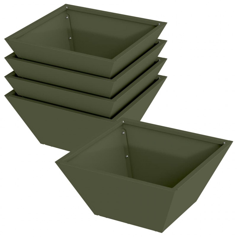 Doniczka ogrodowa 5 pcs Zielony oliwkowy 35 x 35 x 15 cm