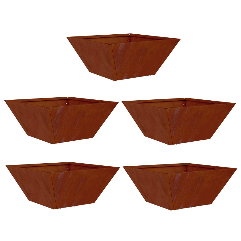 Doniczka ogrodowa 5 pcs Rdzawy 35 x 35 x 15 cm