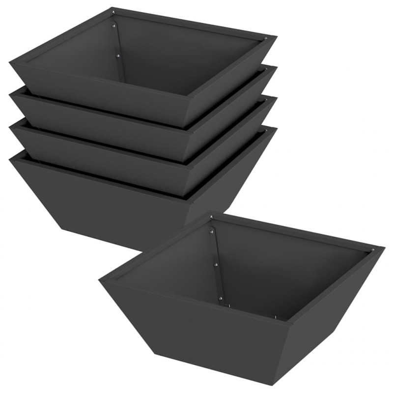 Doniczka ogrodowa 5 pcs Czarny 40 x 40 x 15 cm Stal zimnogięta