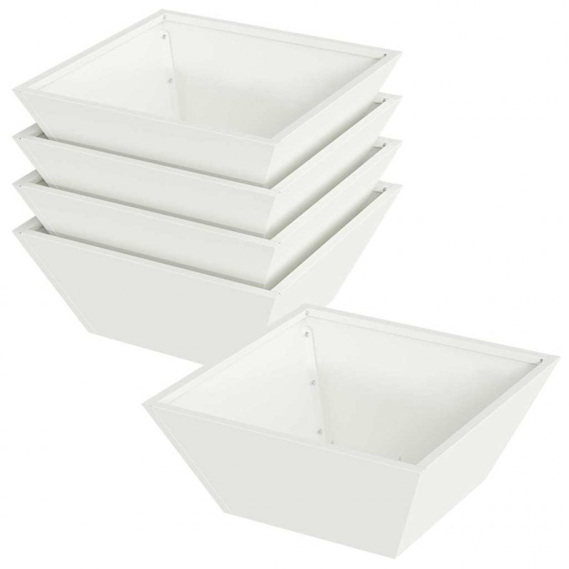 Doniczka ogrodowa 5 pcs Biały 40 x 40 x 15 cm Stal zimnogięta