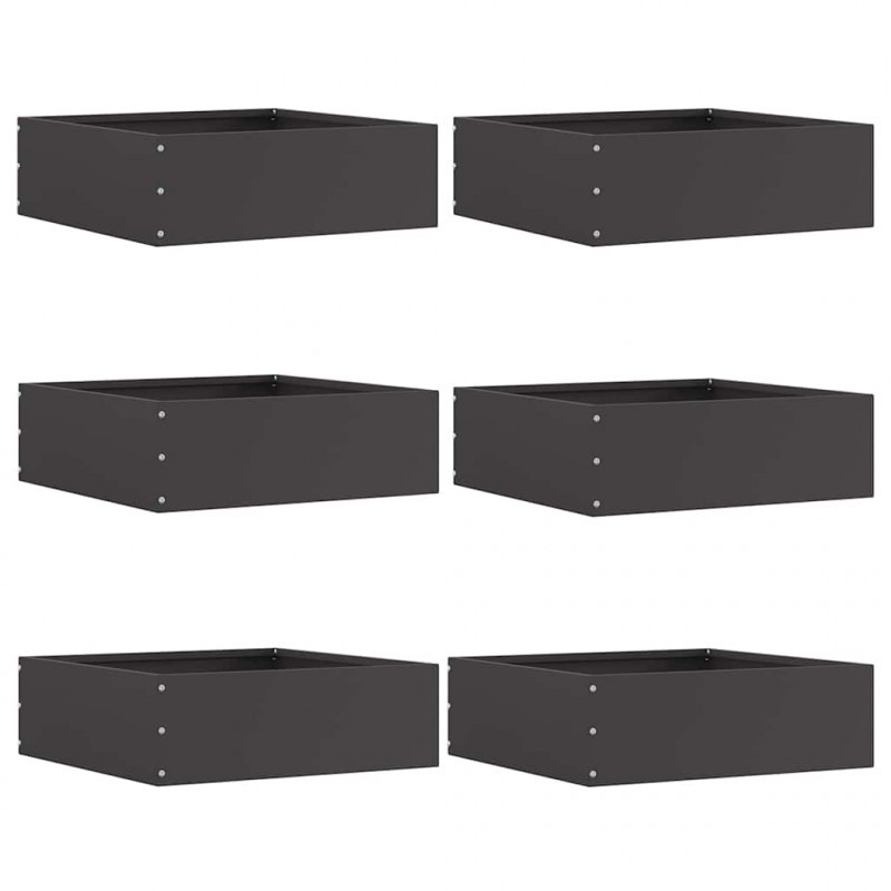 Krawężnik do trawnika 6 pcs Czarny 40 x 40 x 13 cm Stal